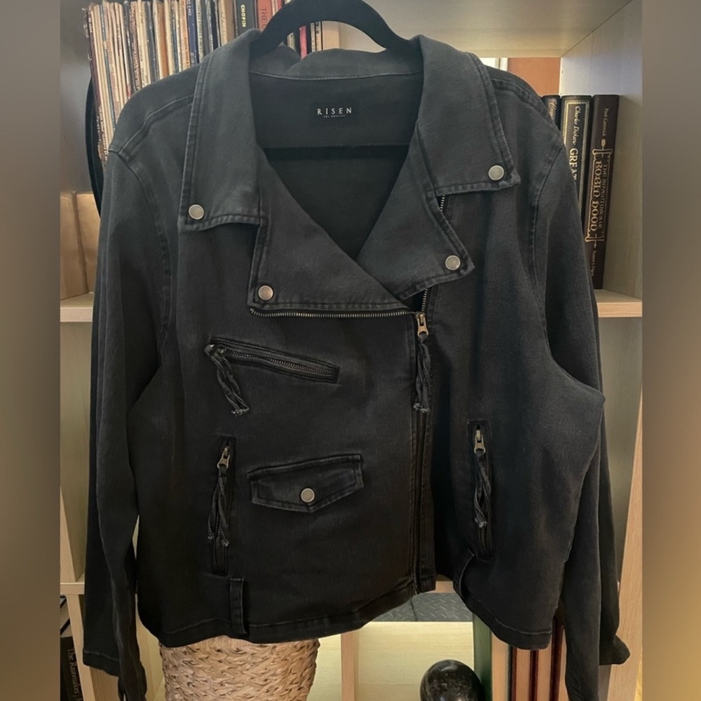 Gorgeous distressed black Risen Jean LA Jacket